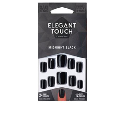 CORE COLOUR nails with glue squoval midnight black 24 u