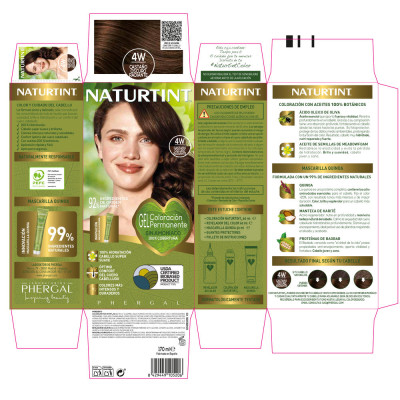 Coloration sans ammoniaque NATURTINT 4W-Brun Foncé Radieux 170 ml