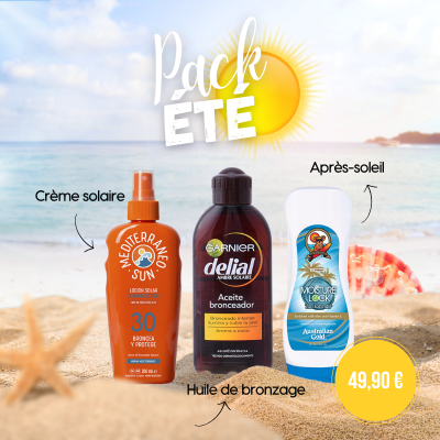 Pack solaire 3-en-1 : bronzage doré et peau protégée
