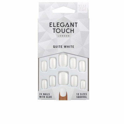 POLISHED COLOUR nails with glue squoval quite white