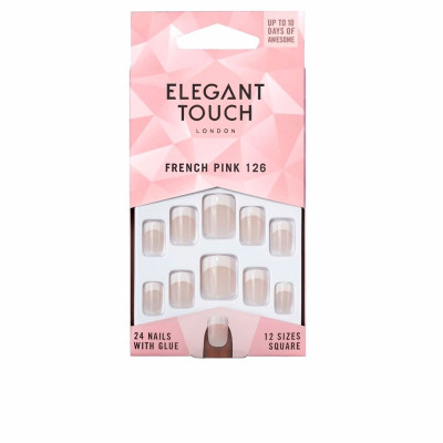 FRENCH pink nails with glue square 126-S 24 u